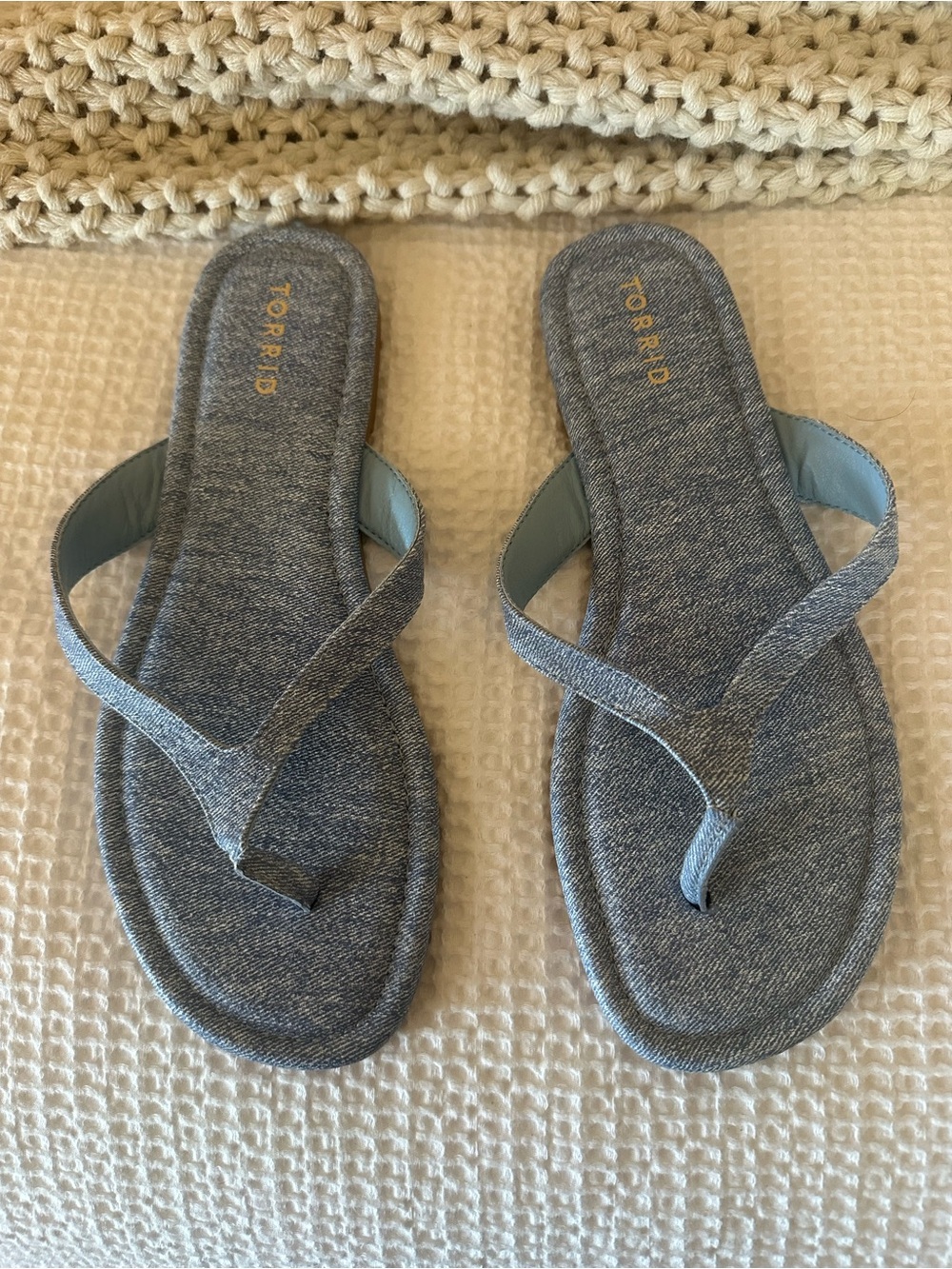 torrid Denim-Look Gray Flip Flop Sandals